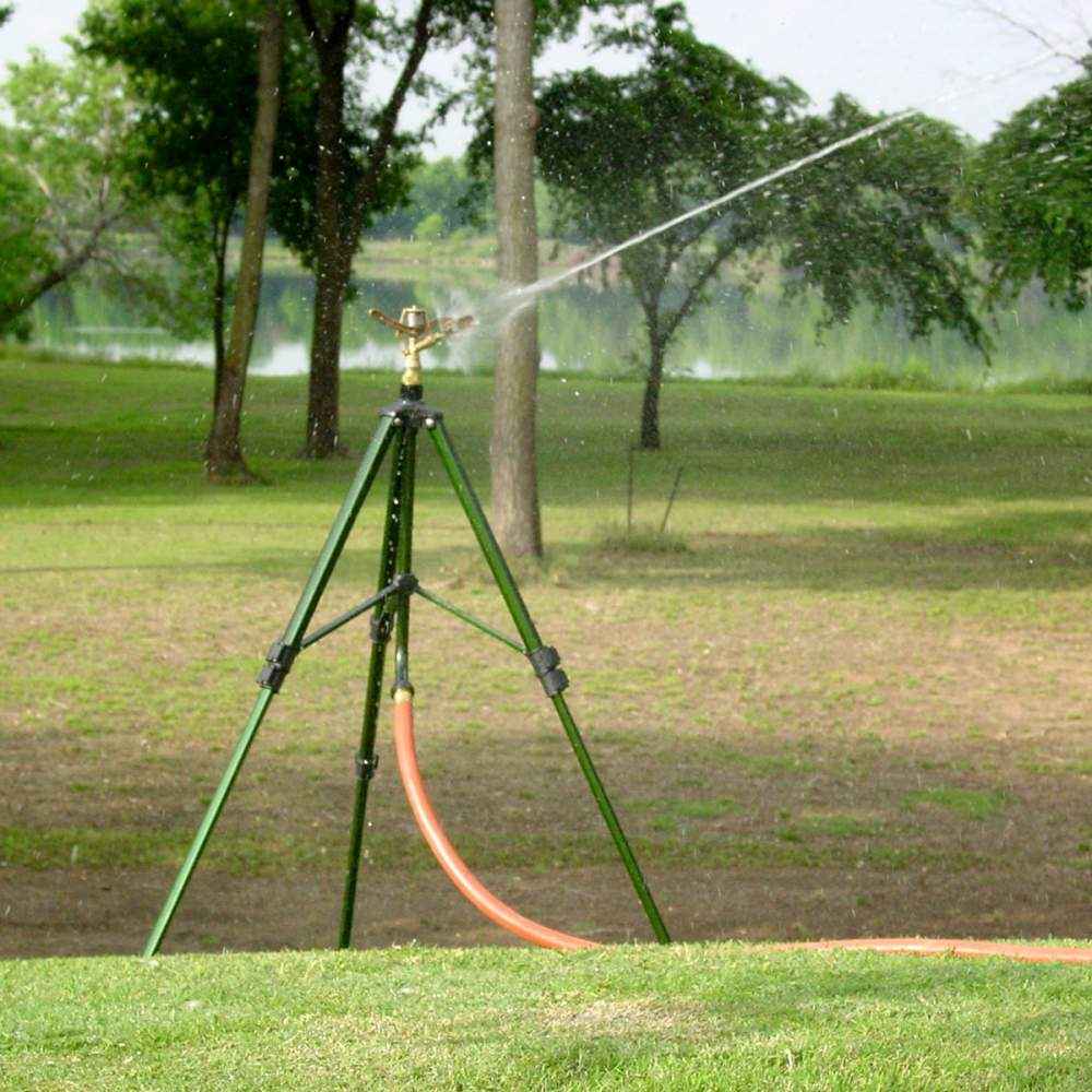 Telescoping Tripod (Blue) with Full Circle Only 3/4" - Boss 303 Brass Impulse Sprinkler (Non-Adjustable)