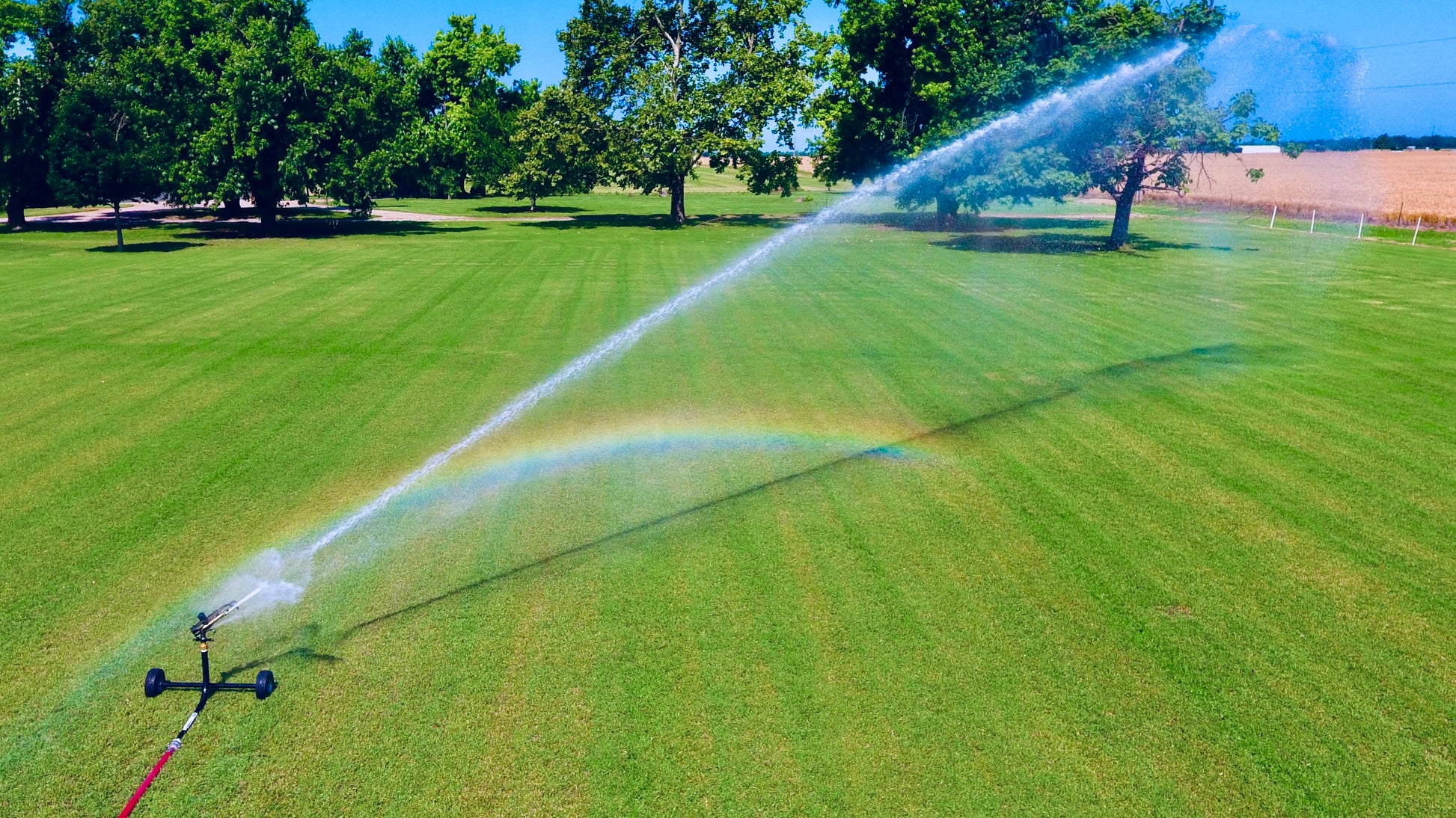 Arial View of 1500H sprinkler cart in action