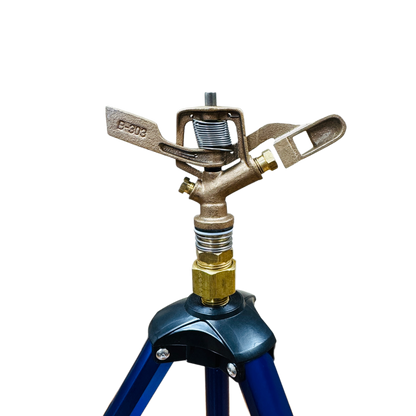 Telescoping Tripod (Blue) with Full Circle Only 3/4" - Boss 303 Brass Impulse Sprinkler (Non-Adjustable)
